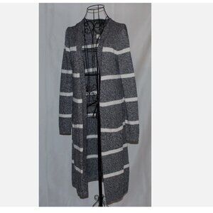 Talbots Black and White Striped Long Cardigan Sweater XS All Cotton NWT